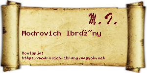 Modrovich Ibrány névjegykártya